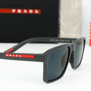 NEW Prada Linea Rossa PS05YS UFK05U Grey Rubber Blue Mirror Violet Sunglasses